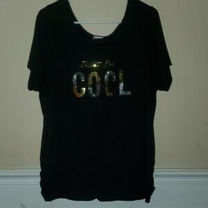 Black Short Sleeve Tee with Gold Accents